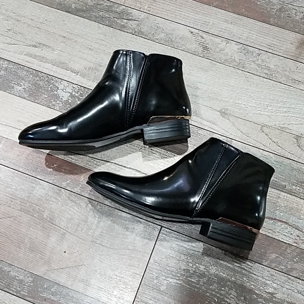 Zara black patent flat ankle booties size 6 - Picture 3 of 5